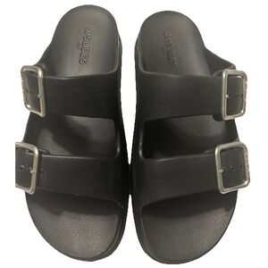 BIANCA J Slides NYC Black Platform Double Strap Slide Sandals Womens Size 9M